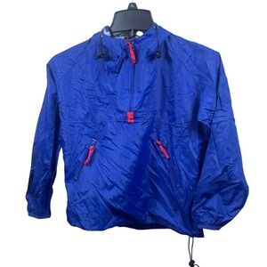 Anna Lane Blue Anorak Jacket Quarter Zip Windbreaker Lightweight Size‎ S